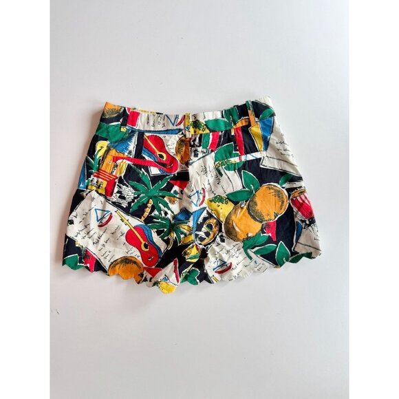 J CREW Postcard Fruit Print Cotton Poplin Scalloped Chino Shorts, Size 00 - Picture 4 of 10